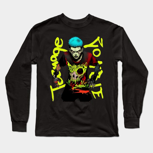 Zombie Teenage Boy Halloween Long Sleeve T-Shirt by Distinct Designs NZ